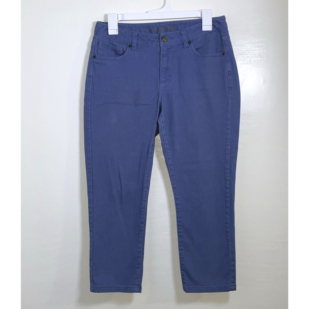 Michael Kors Women's Jeans Regular Size 4R Cropped Skinny Blue Logo Casual